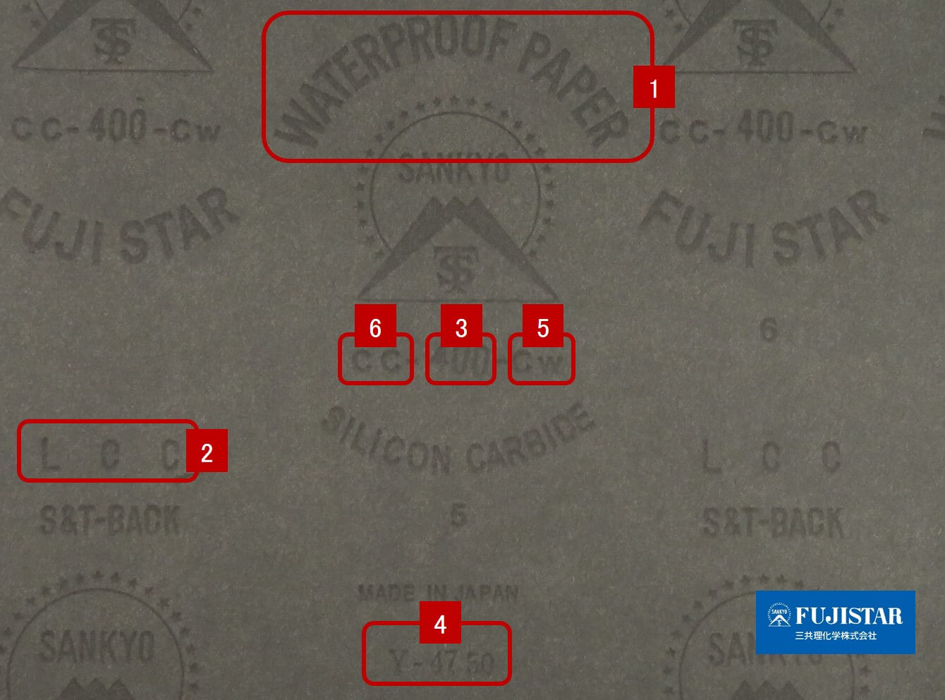 耐水研磨紙LCCの印刷面